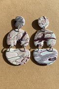 Burgundy and Mauve Crazy Pattern Dangles: Post