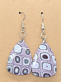Mauve and Silver Quilt Pattern Dangles: Fishhooks