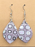 Mauve and Silver Quilt Pattern Dangles: Fishhooks
