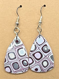 Mauve and Silver Quilt Pattern Dangles: Fishhooks