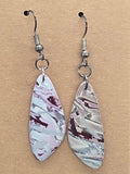 Burgundy and Mauve Crazy Pattern Dangles: Fishhooks