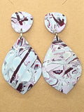 Burgundy and Mauve Crazy Pattern Dangles: Post