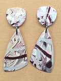 Burgundy and Mauve Crazy Pattern Dangles: Post