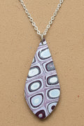 Mauve and Silver Quilt Pattern Necklace with 18" Silver Chain