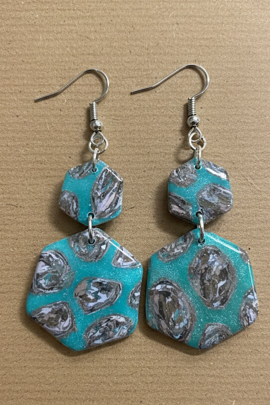 Turquoise Spotted Dangles: Fishhooks