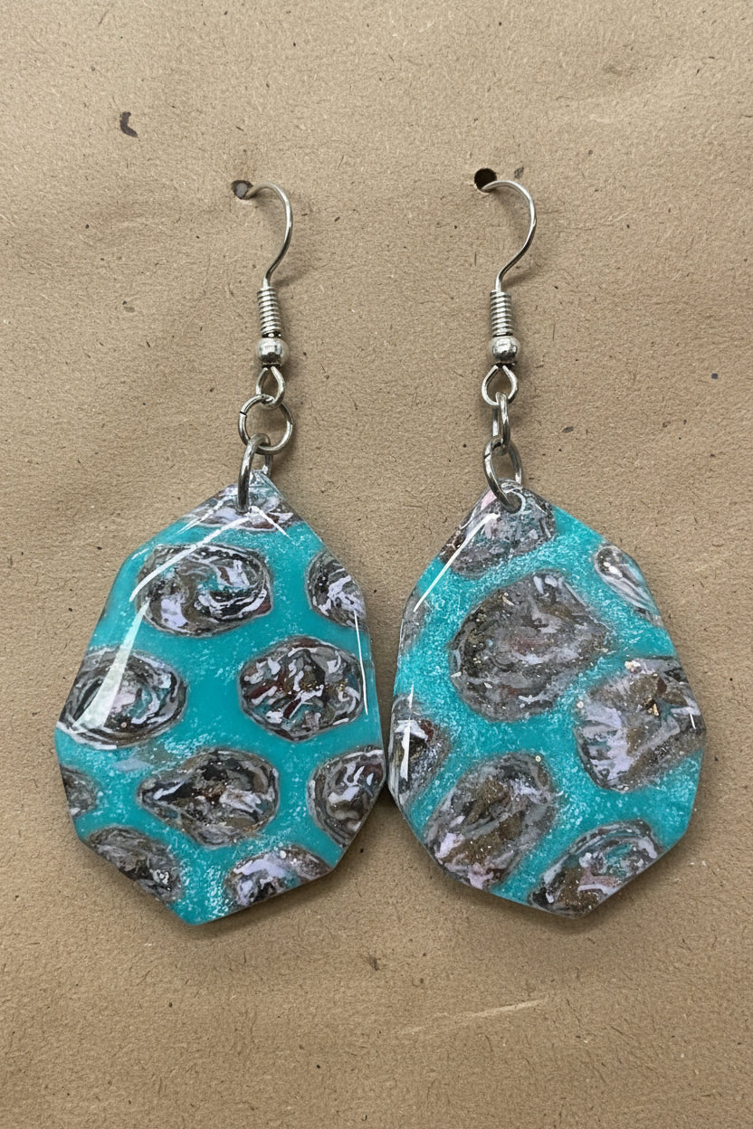 Turquoise Spotted Dangles: Fishhooks