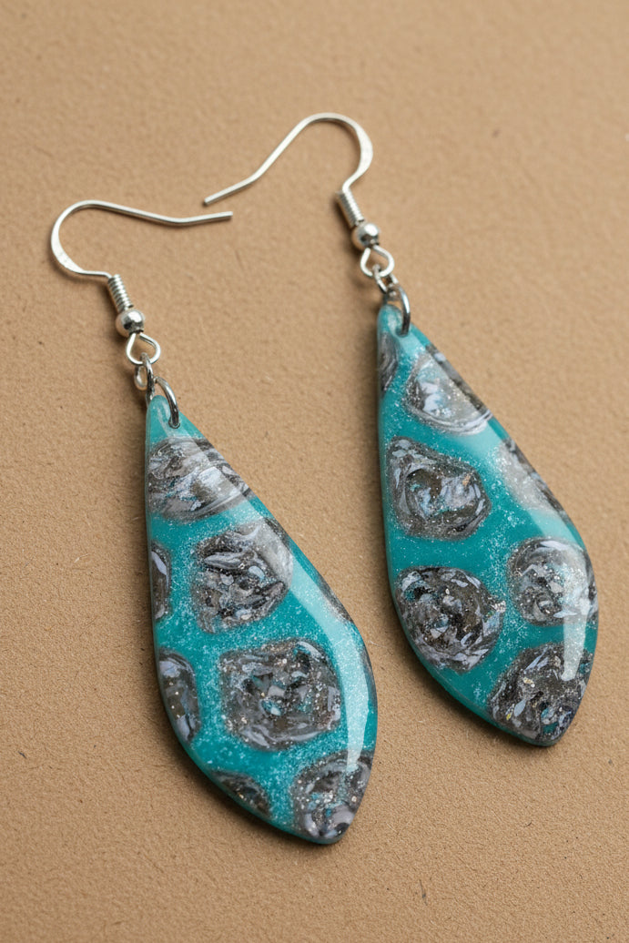 Turquoise Spotted Dangles: Fishhooks