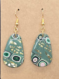 Green, Pink, Gold Lilly Pattern Dangles: Fishhooks