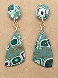 Green, Pink, Gold Lilly Pattern Dangles: Post