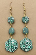 Green, Pink, Gold Lilly Pattern Dangles: Fishhooks