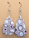 Mauve and Silver Quilt Pattern Dangles: Fishhooks