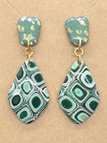 Green, Pink, Gold Lilly Pattern Dangles: Post