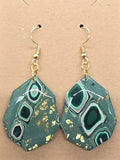 Green, Pink, Gold Lilly Pattern Dangles: Fishhooks