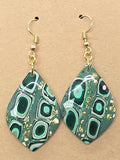 Green, Pink, Gold Lilly Pattern Dangles: Fishhooks