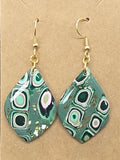 Green, Pink, Gold Lilly Pattern Dangles: Fishhooks