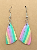 Pastel Rainbow and Silver Striped Butterfly Wing Dangles: Fishhooks