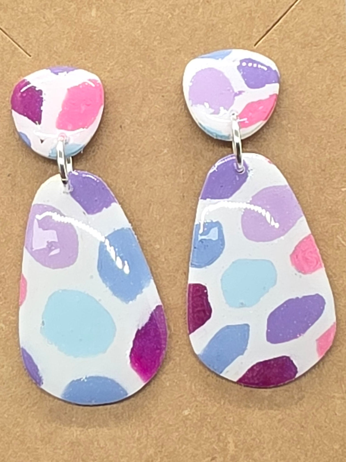 Simple Pastel Polka Dot Water Drop Dangles: Post Back