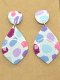 Simple Pastel Polka Dot Leaf Shape Dangles: Post Back