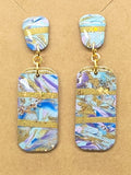 Blue and Gold Striped Dangles: Post