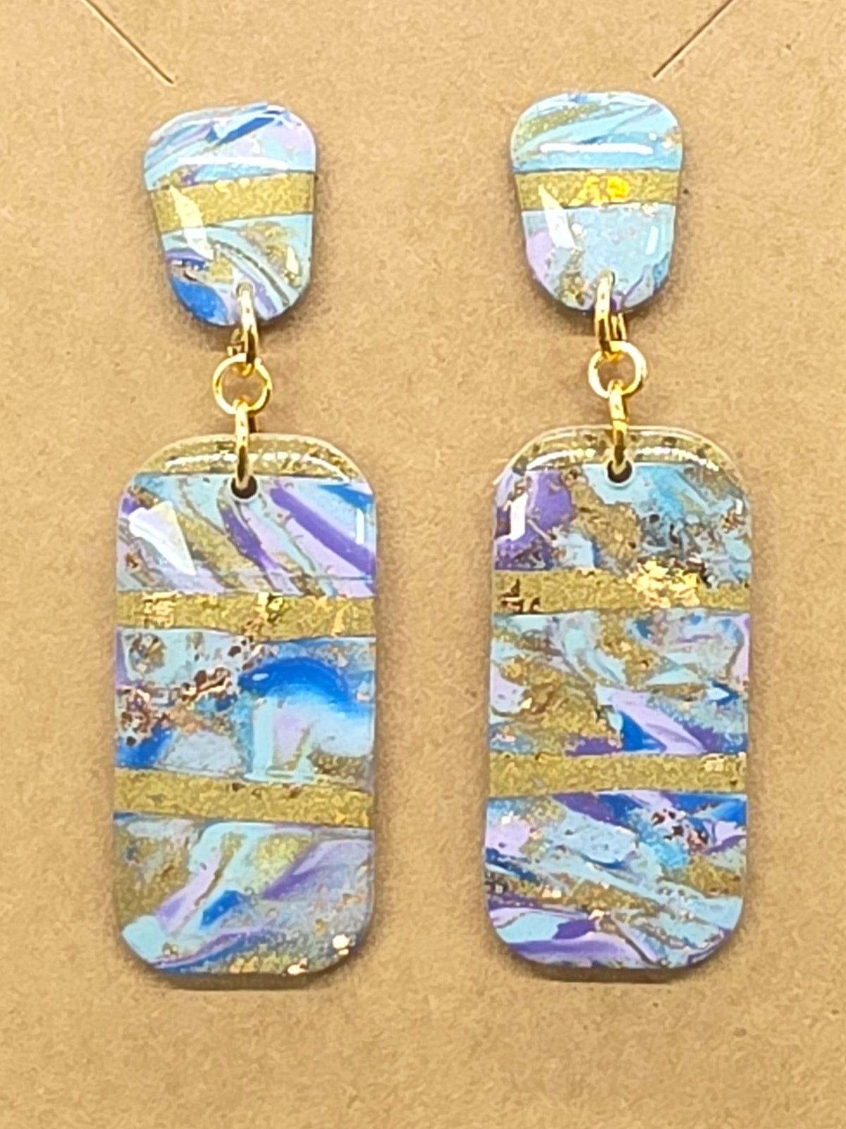 Blue and Gold Striped Dangles: Post