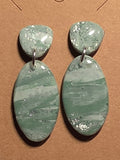 Eucalyptus green with silver Oval Dangles: Post