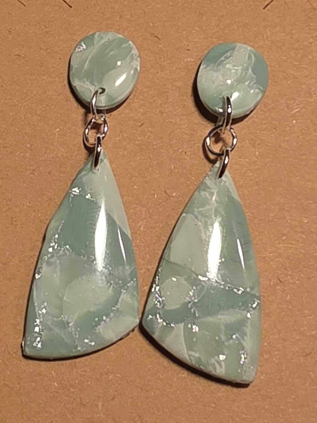 Eucalyptus green with silver butterfly wing dangles: Post