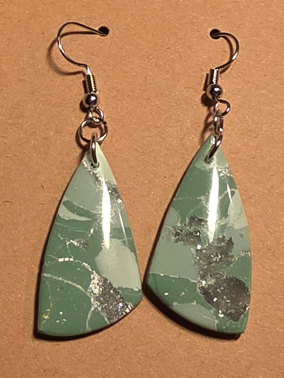 Eucalyptus green with silver butterfly wing dangles: Fishhooks