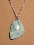 Eucalyptus green with silver butterfly wing necklace
