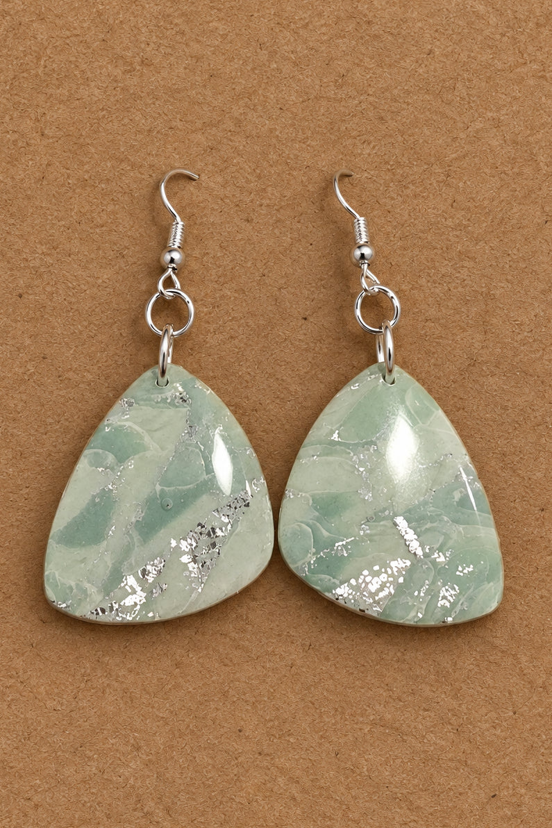 Eucalyptus green with silver large butterfly wing dangles: Fishhooks