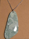 Eucalyptus green with silver butterfly wing necklace
