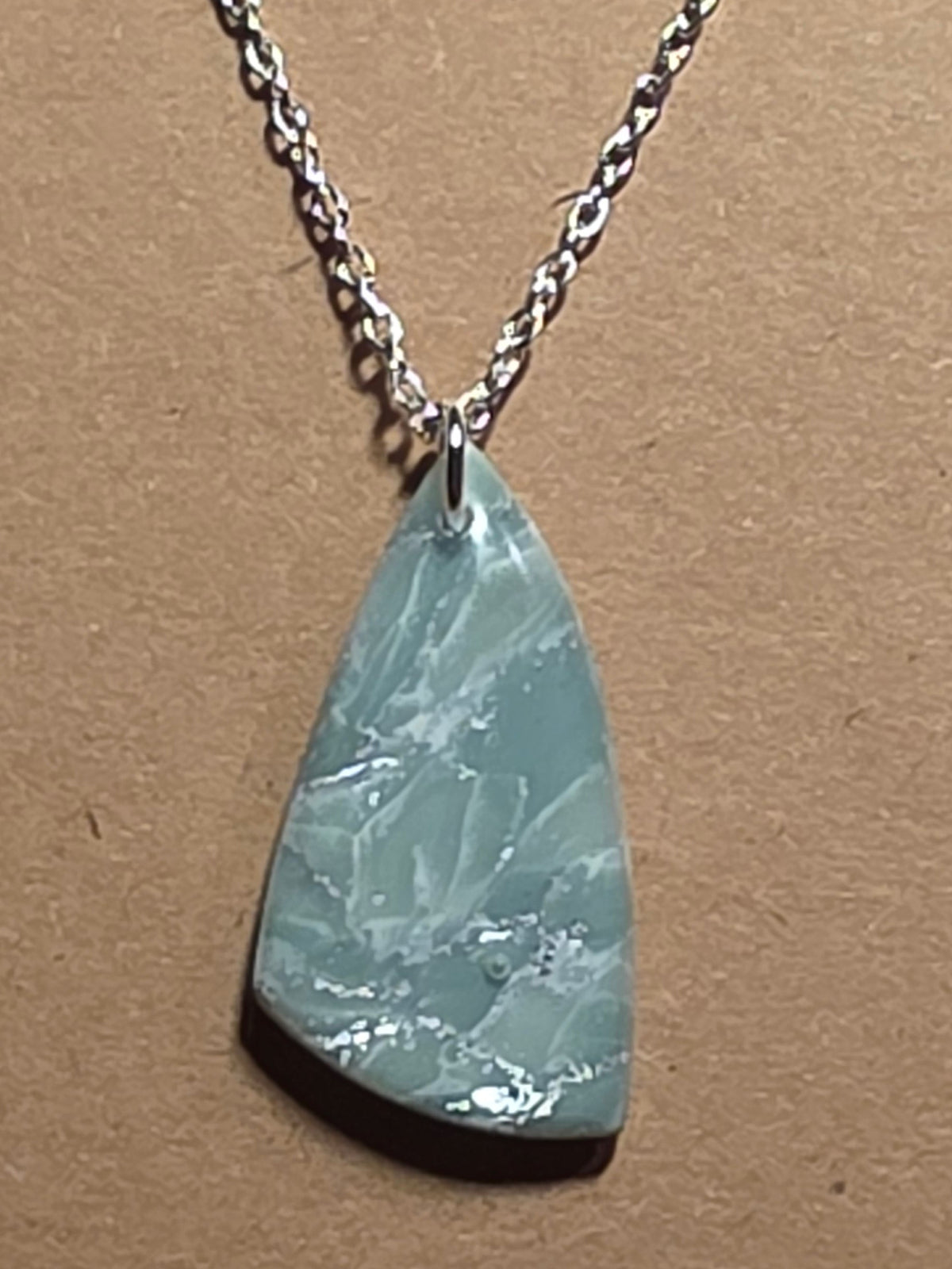 Eucalyptus green with silver butterfly wing necklace