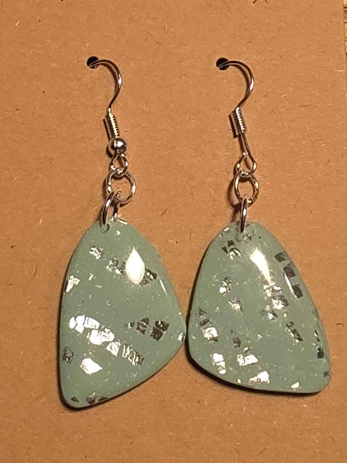 Eucalyptus green with silver butterfly wing dangles: Fishhooks